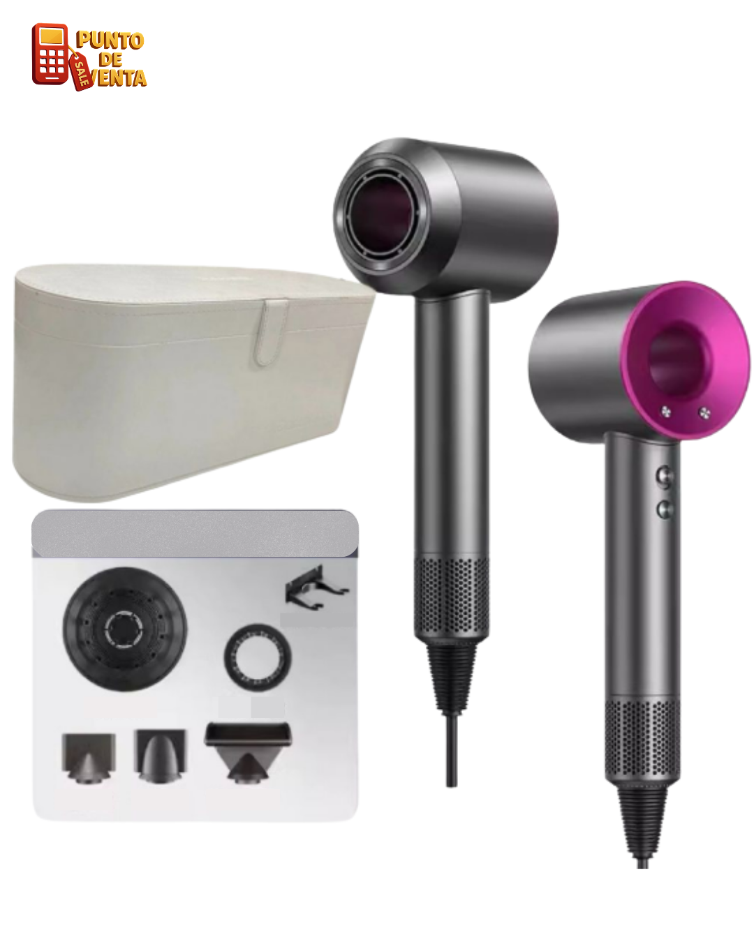 SECADOR TIPO DYSON PROFESIONAL + 5 cabezales diferentes.
